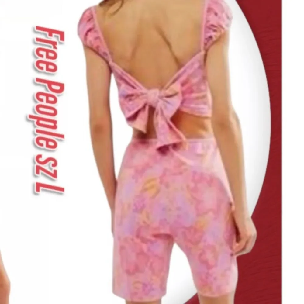 Free People Hot Pink Combo Get Physical Bustier Crop Top Shorts Co-Ord Set